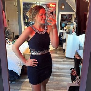 Two peices blue dress with jems warn 2 times one at hoco and now